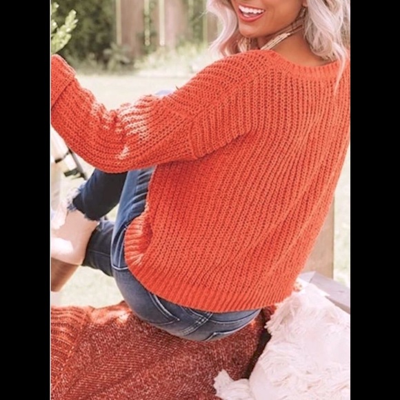 Rib Knit Crew Neck knitted Drop Shoulder Sleeve Loose Fit Sexy Comfy Sweater - Picture 8 of 10